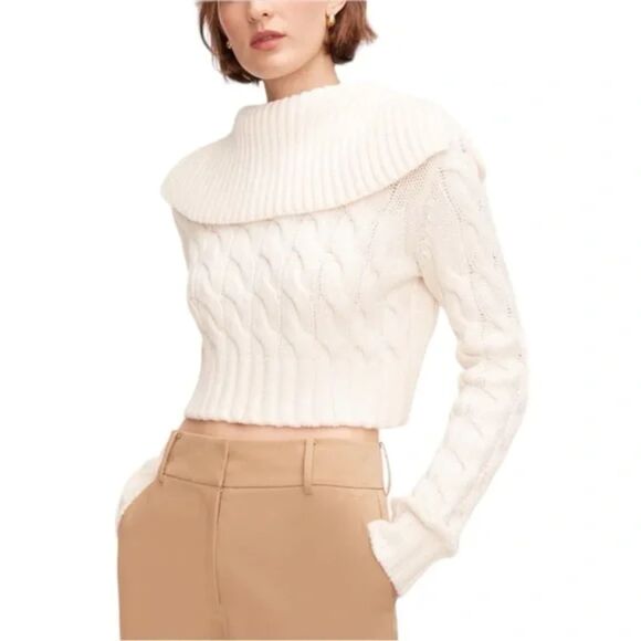 Rebecca Taylor | Merino Cable Knit Crop Chainette Pullover Size XS - Picture 1 of 8